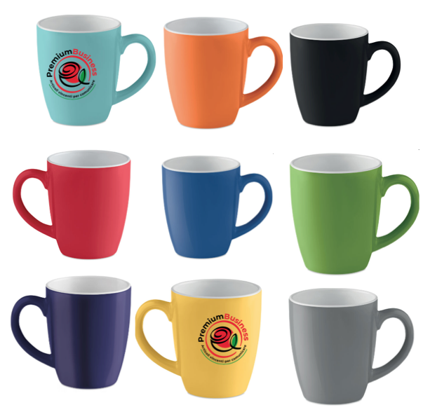 Tazza Tazza in ceramica in 9 colori da 290 ml. in confezione singola e tante tecniche di personalizzazione.